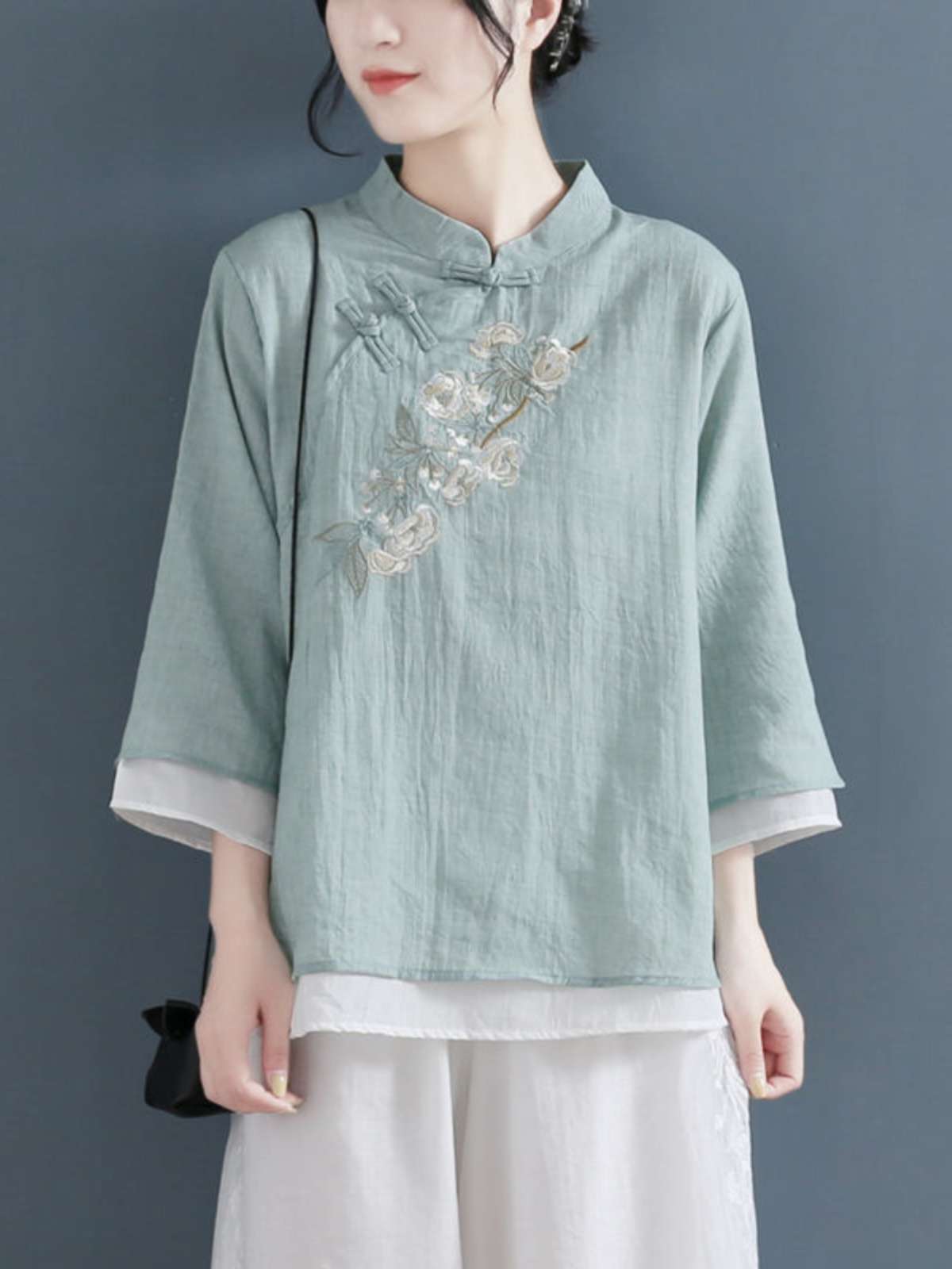 チャイナ 服 大人可愛い 刺繍チャイナ風トップス