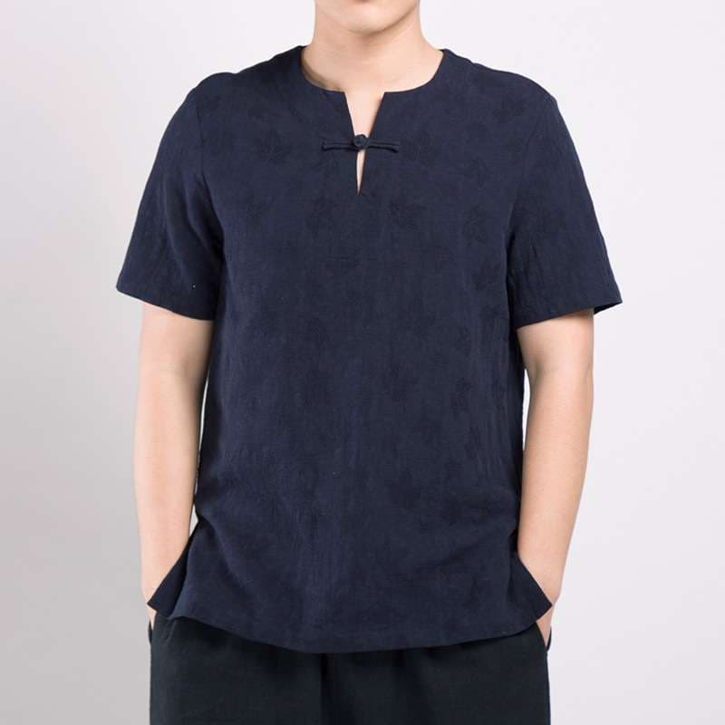 チャイナ服 リネン シンプル Tシャツ