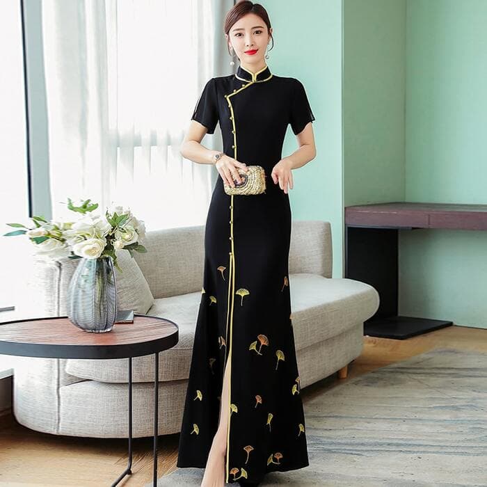 チャイナ服 レトロな手刺繍のチャイナドレス