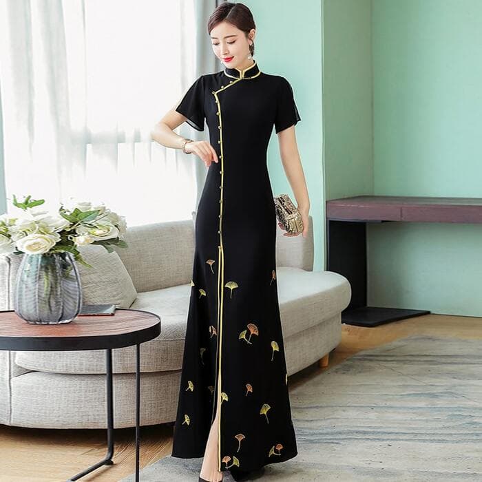 チャイナ服 レトロな手刺繍のチャイナドレス