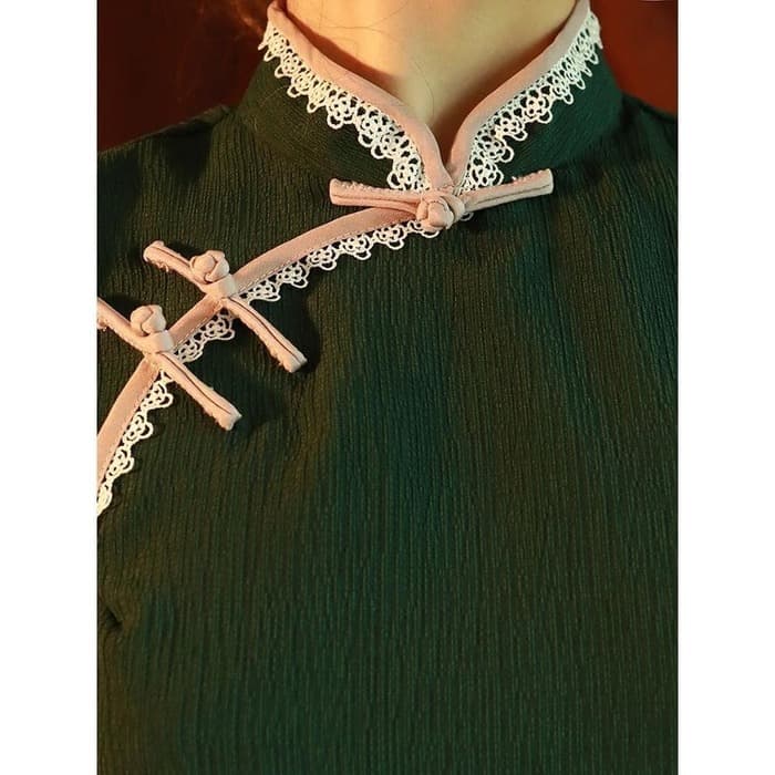 チャイナ服 深緑無地のチャイナドレス