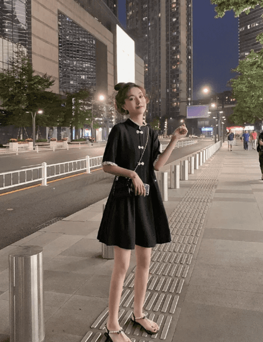 チャイナ服 フロッグボタンチャイナワンピース