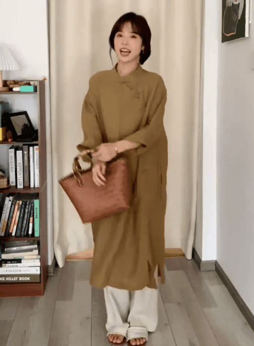 チャイナ服 ボタン付き コットン リネン チャイナシャツ