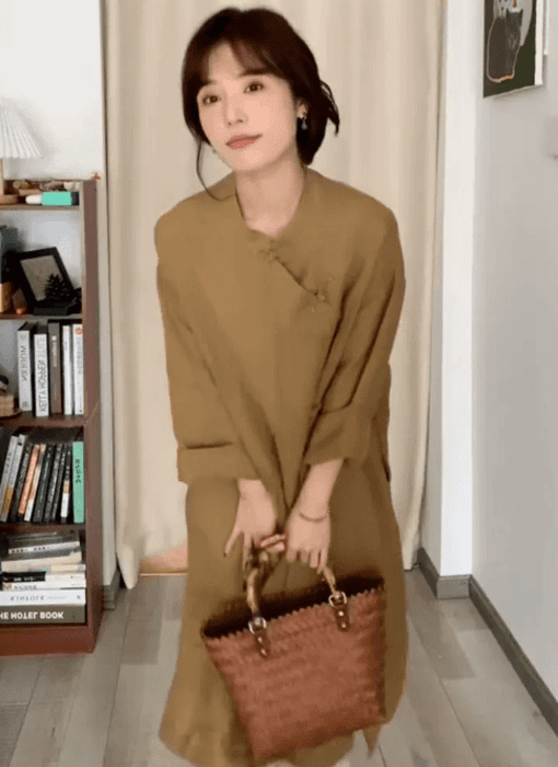 チャイナ服 ボタン付き コットン リネン チャイナシャツ