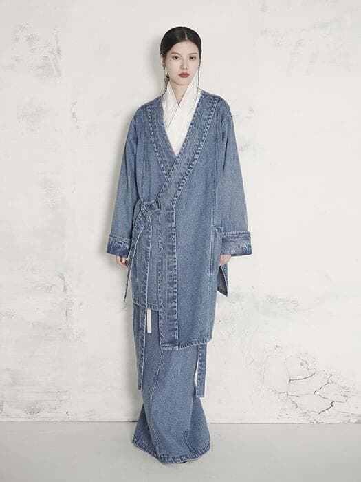 チャイナ服 レースアップデニムジャケット