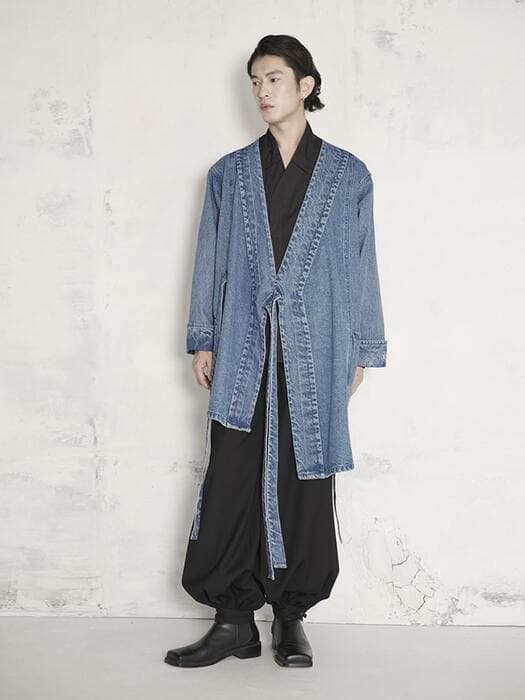 チャイナ服 レースアップデニムジャケット