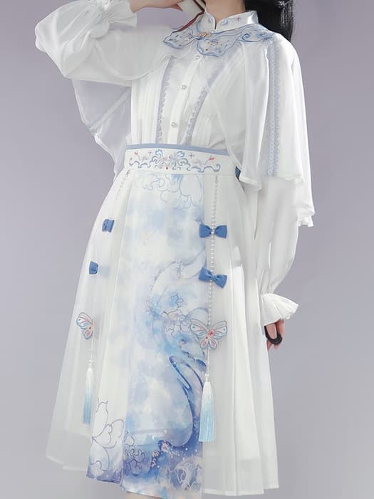 中華ロリータ マント付き清楚系ホワイトセットアップ