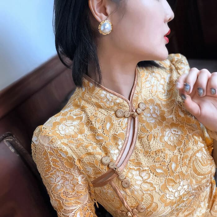 華やか総刺繍長袖ロングチャイナドレス