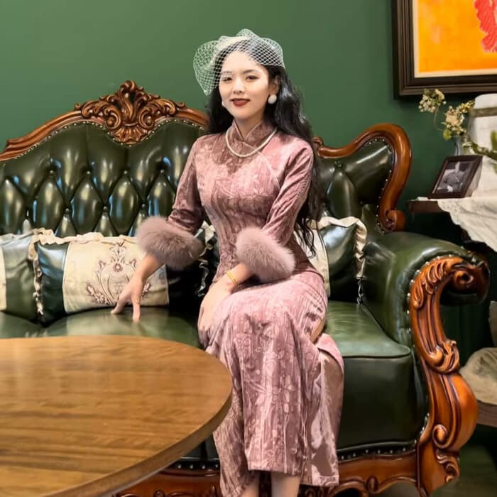 チャイナ服 コーデュロイ素材のチャイナドレス