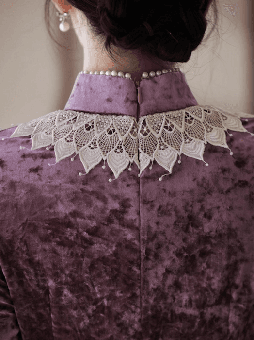 チャイナ服 繊細なレースのチャイナワンピース