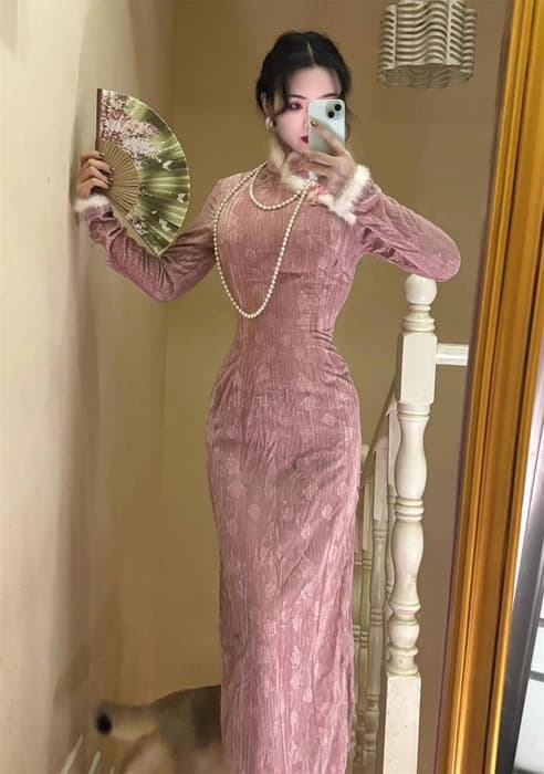 チャイナ服 ゴージャスピンク チャイナドレス
