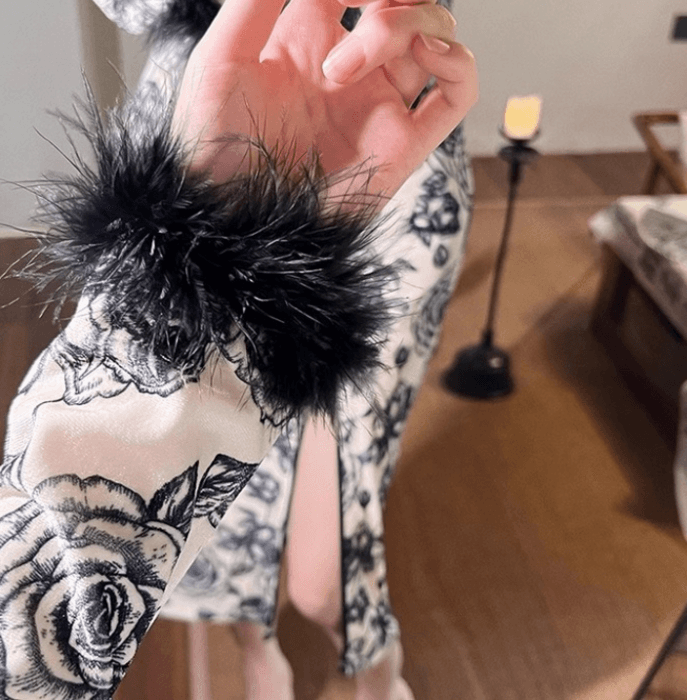 チャイナ服 バラ模様 チャイナドレス