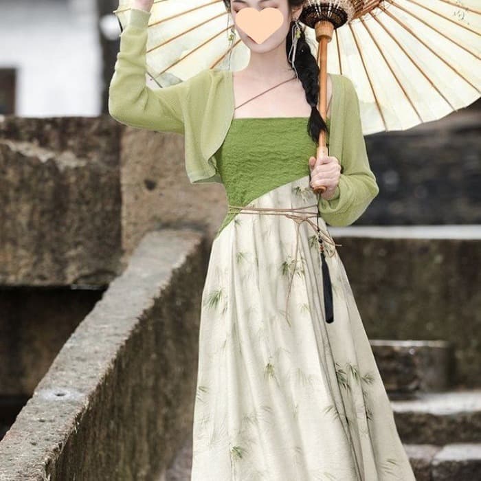 チャイナ服 ロング丈のシノワズリ風チャイナワンピース