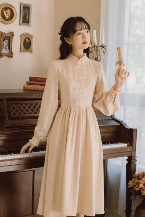 チャイナ服 フリル ふんわりチャイナワンピース