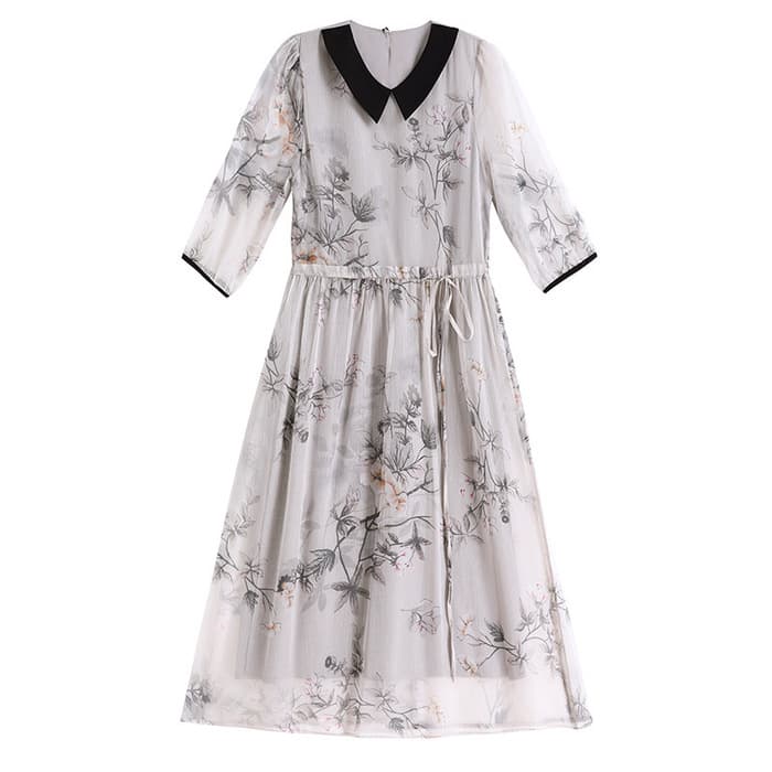 チャイナ服 チャイナデザイン シースルーフレアスカートチャイナワンピース