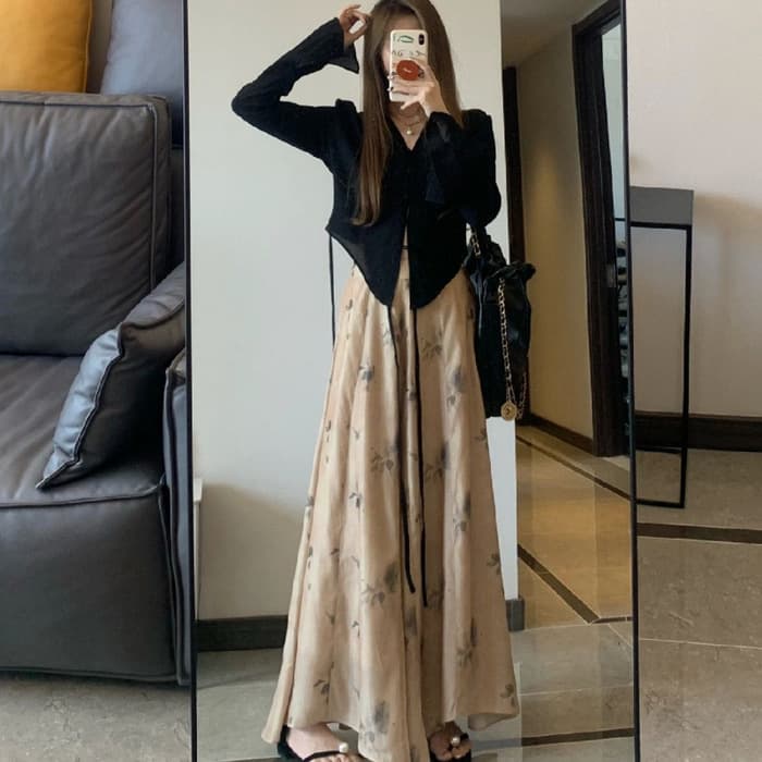 チャイナ服 コットンリネン カジュアルフラワーチャイナワンピース