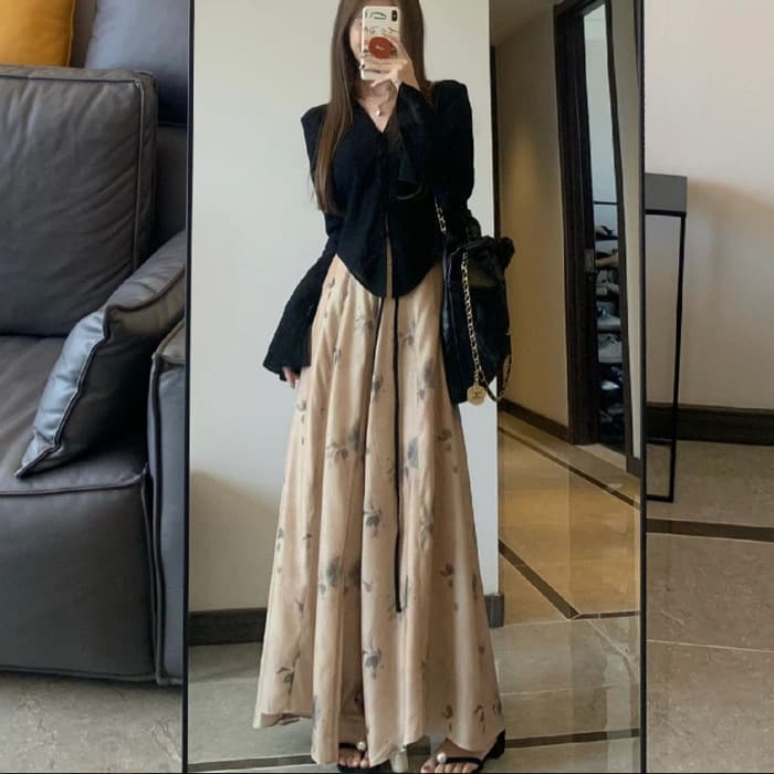チャイナ服 コットンリネン カジュアルフラワーチャイナワンピース