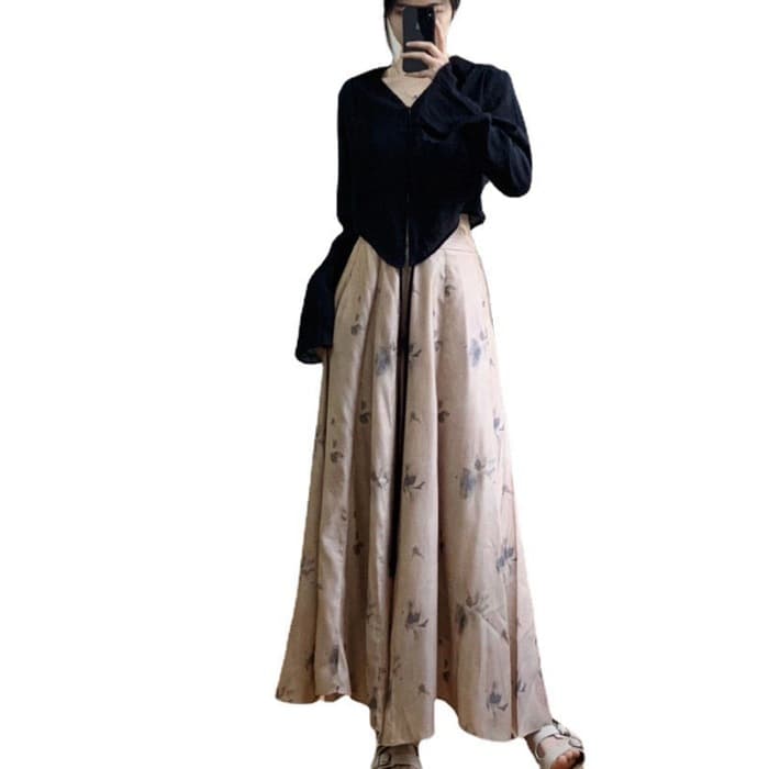 チャイナ服 コットンリネン カジュアルフラワーチャイナワンピース