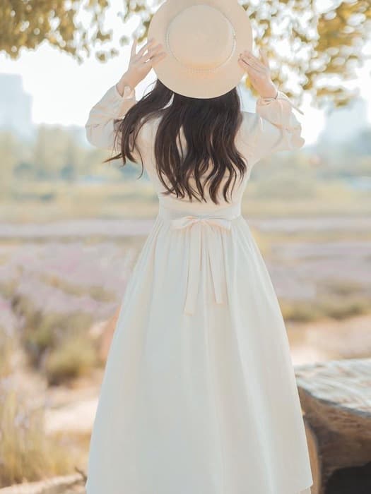 チャイナ服 フラワーデザイン フリルリボンフレアスカートチャイナワンピース