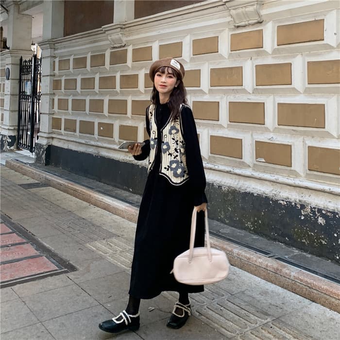 チャイナ服 レトロカジュアル フラワーチャイナワンピース