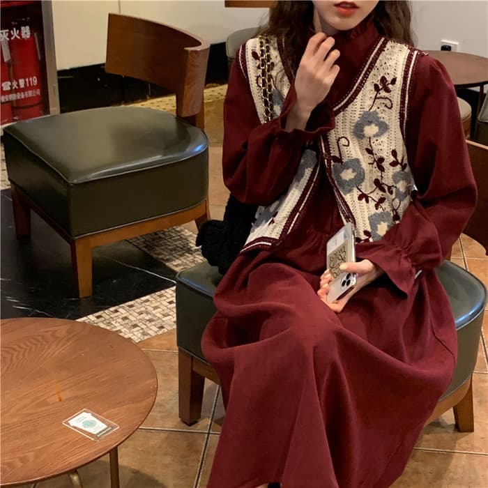 チャイナ服 レトロカジュアル フラワーチャイナワンピース