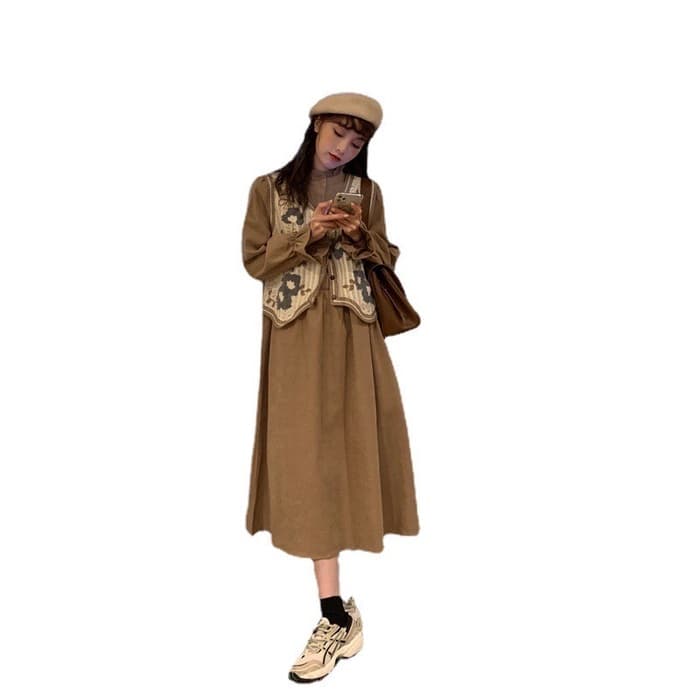 チャイナ服 レトロカジュアル フラワーチャイナワンピース