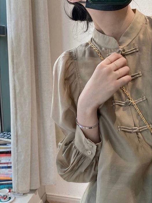 チャイナ服 カジュアルラフパフスリーブトップス 普段着