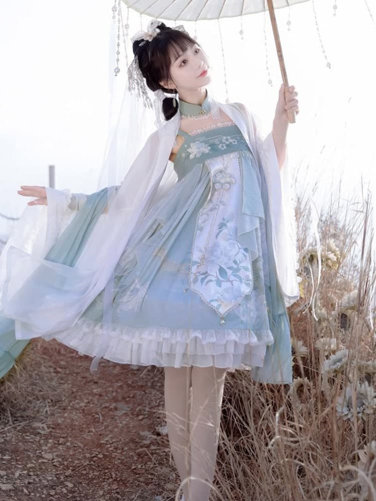中華ロリータ シアン色ワンピース ロリータファッション