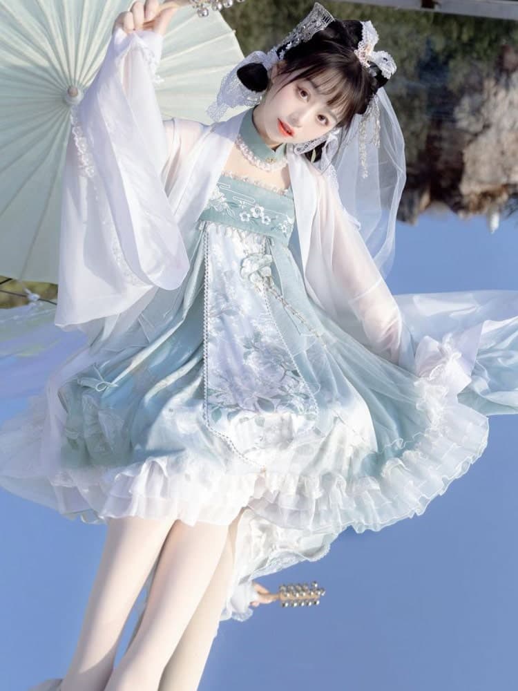 中華ロリータ シアン色ワンピース ロリータファッション