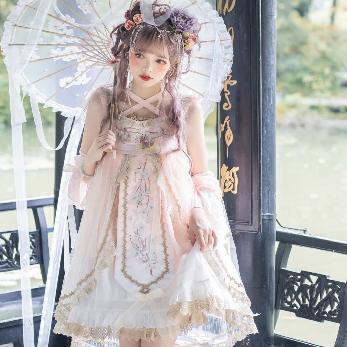 中華ロリータ シアーワンピース ロリータファッション