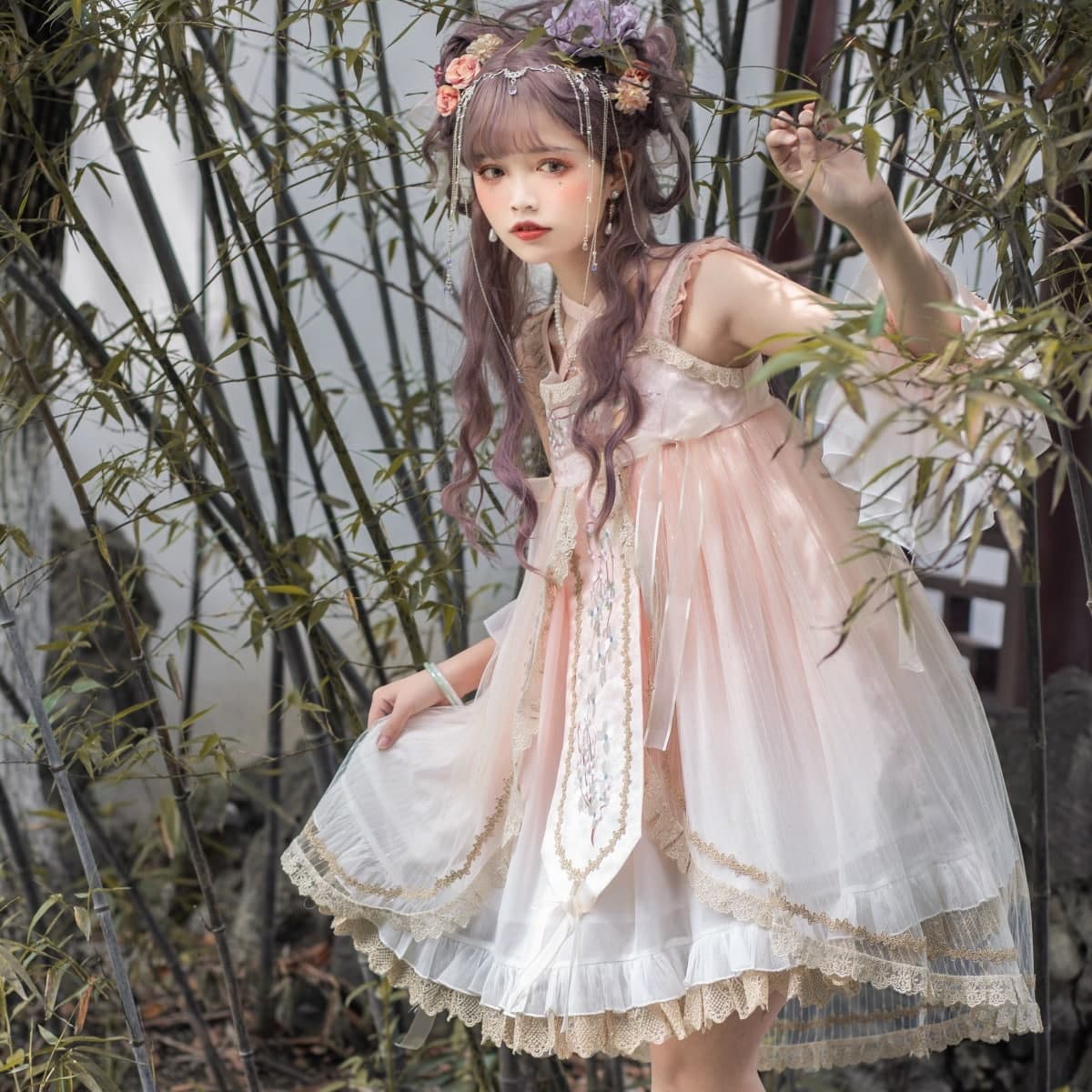中華ロリータ シアーワンピース ロリータファッション