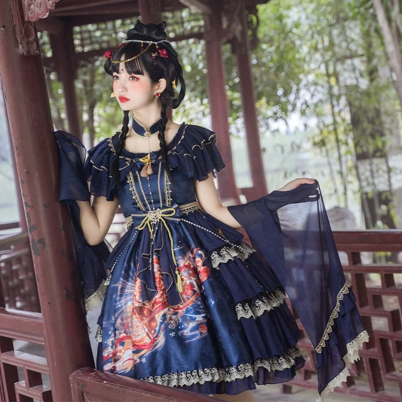 中華ロリータ チャイナレディシアードレープドレスワンピース