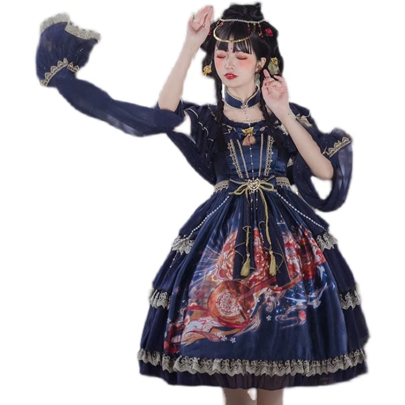 中華ロリータ チャイナレディシアードレープドレスワンピース