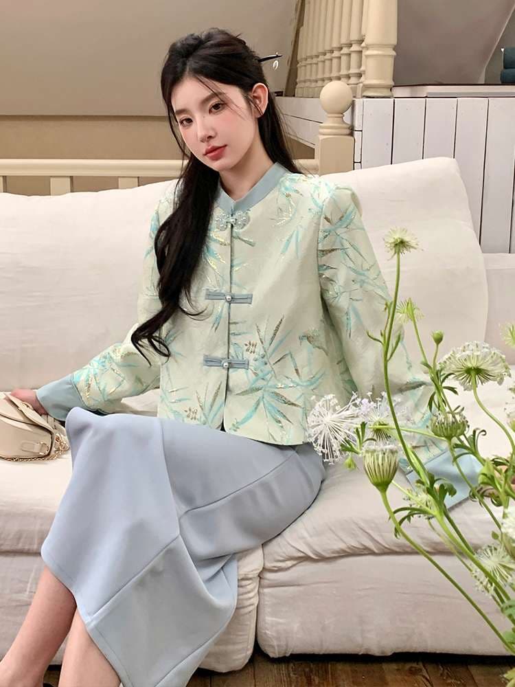 チャイナ服 春柄チャイナカラージャケット