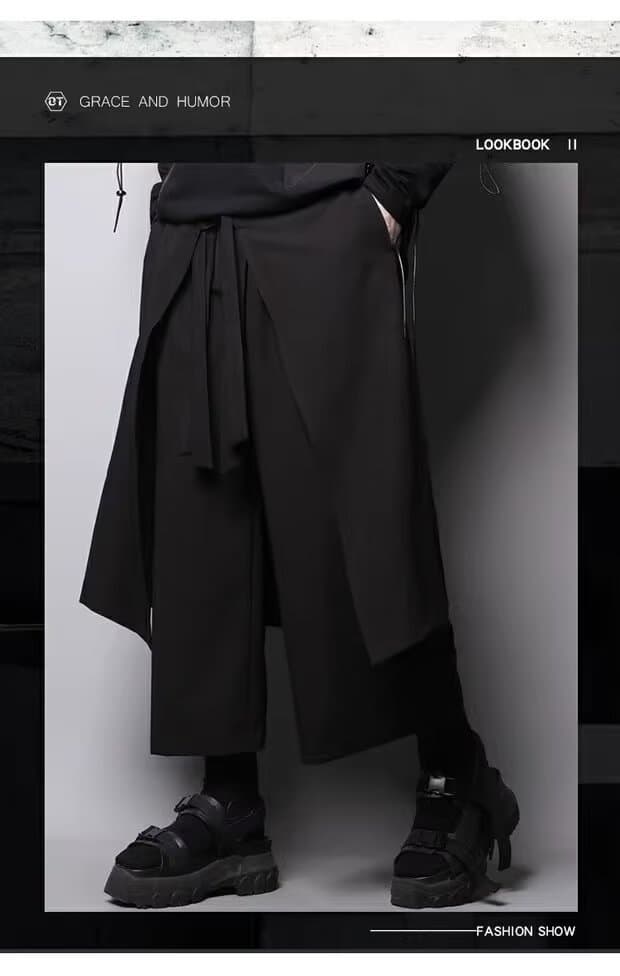 チャイナ服 和風重ね着風ワイドパンツ付きスカート
