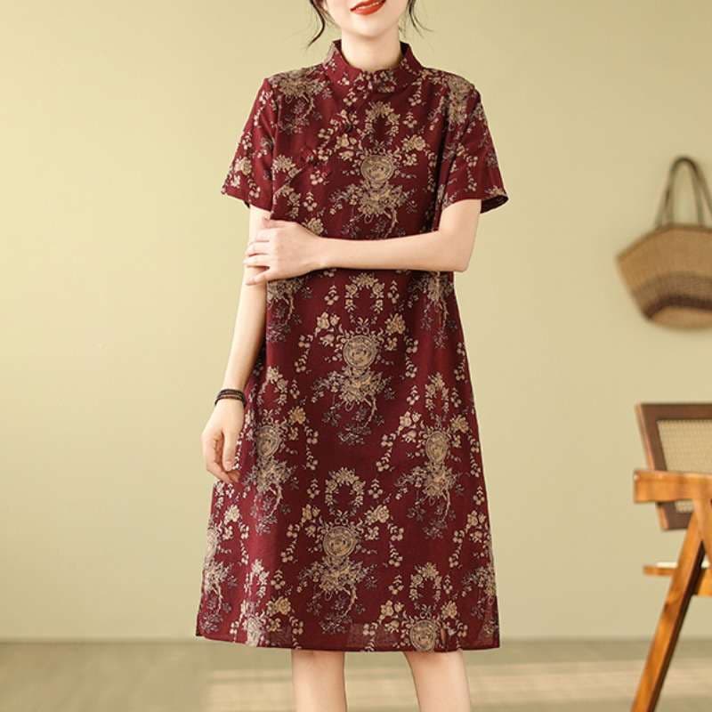 チャイナ服 しっとり大人のチャイナ風リラックスワンピース
