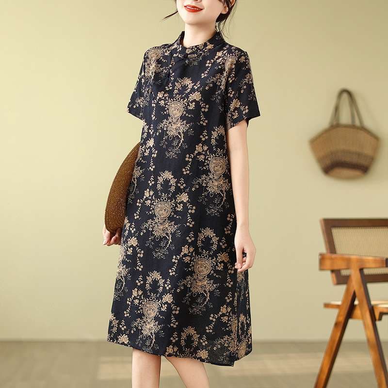 チャイナ服 しっとり大人のチャイナ風リラックスワンピース