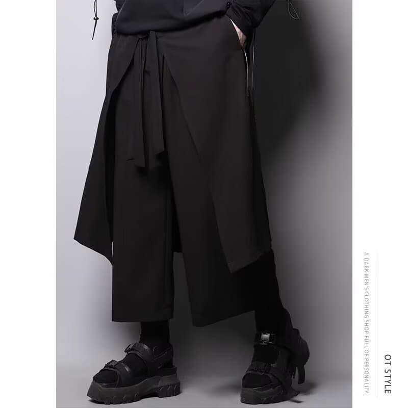 チャイナ服 和風重ね着風ワイドパンツ付きスカート