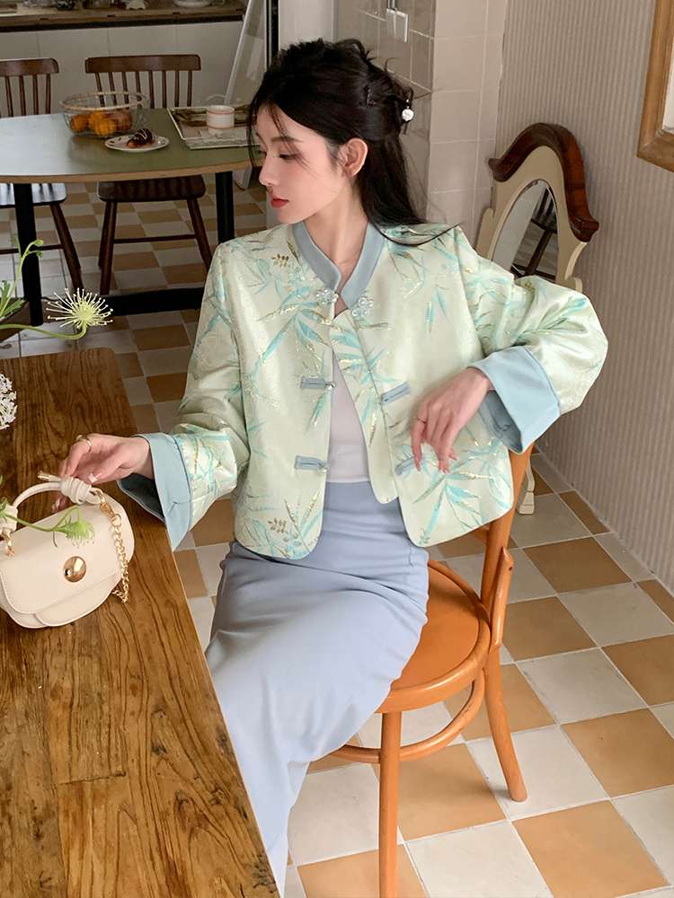 チャイナ服 春柄チャイナカラージャケット