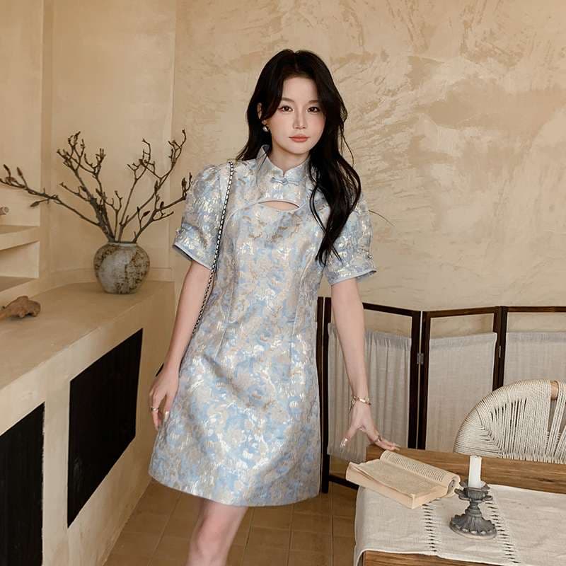 チャイナ服 ジャガード ワンピース