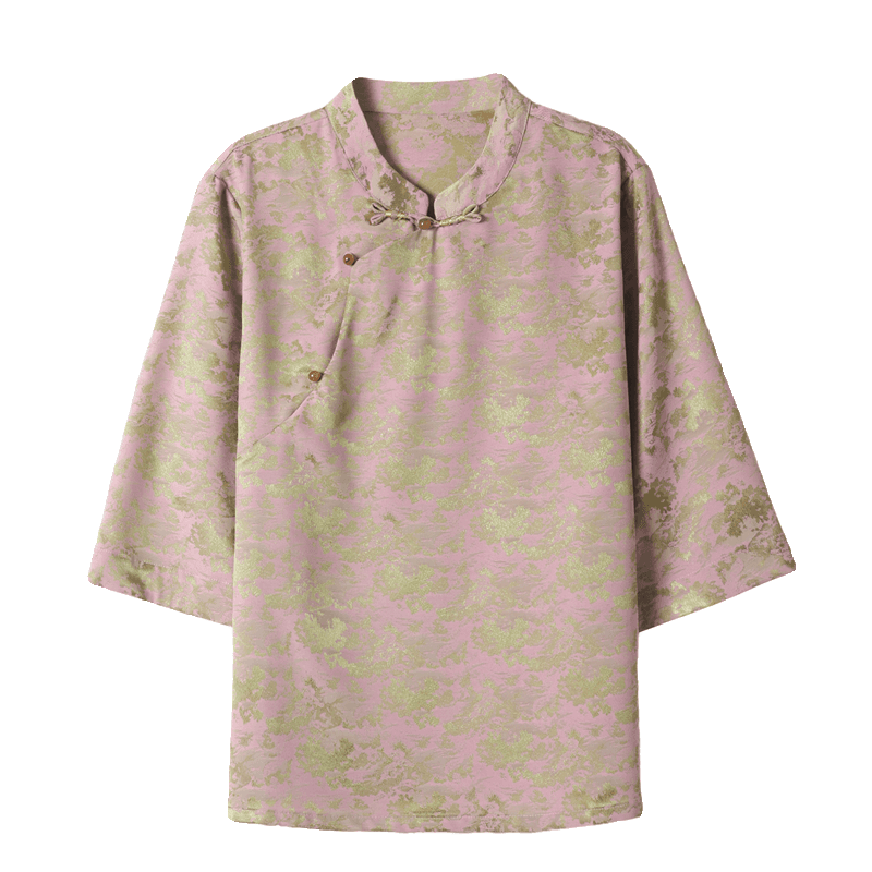 チャイナ服 チャイナカラー花柄プリントブラウス
