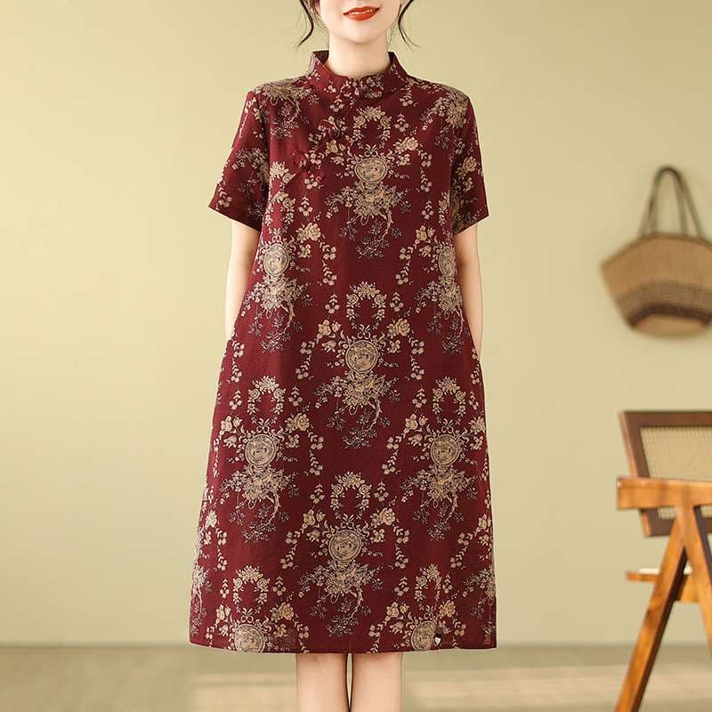 チャイナ服 しっとり大人のチャイナ風リラックスワンピース