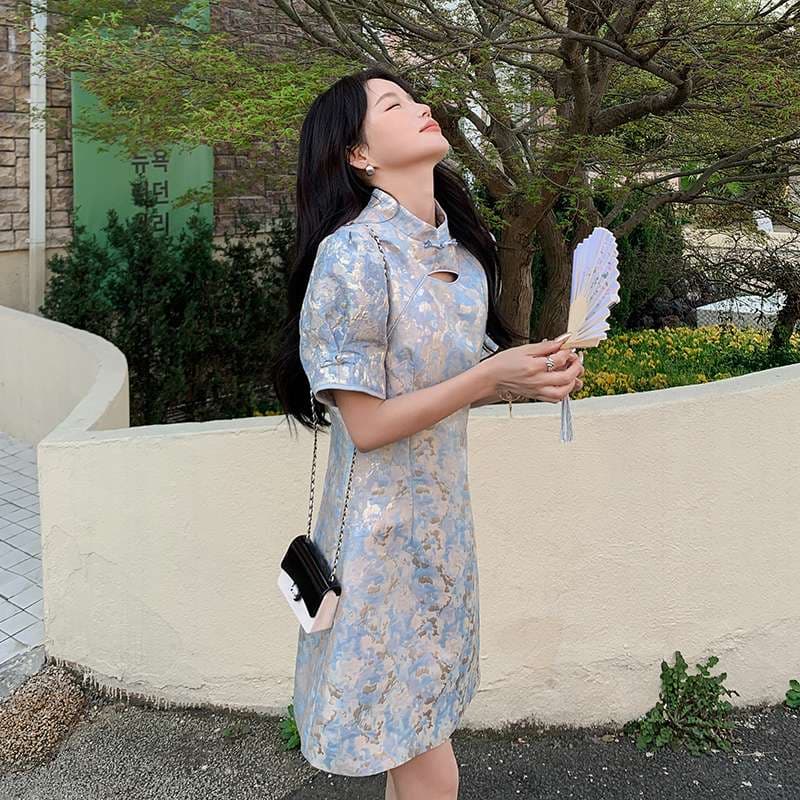 チャイナ服 ジャガード ワンピース