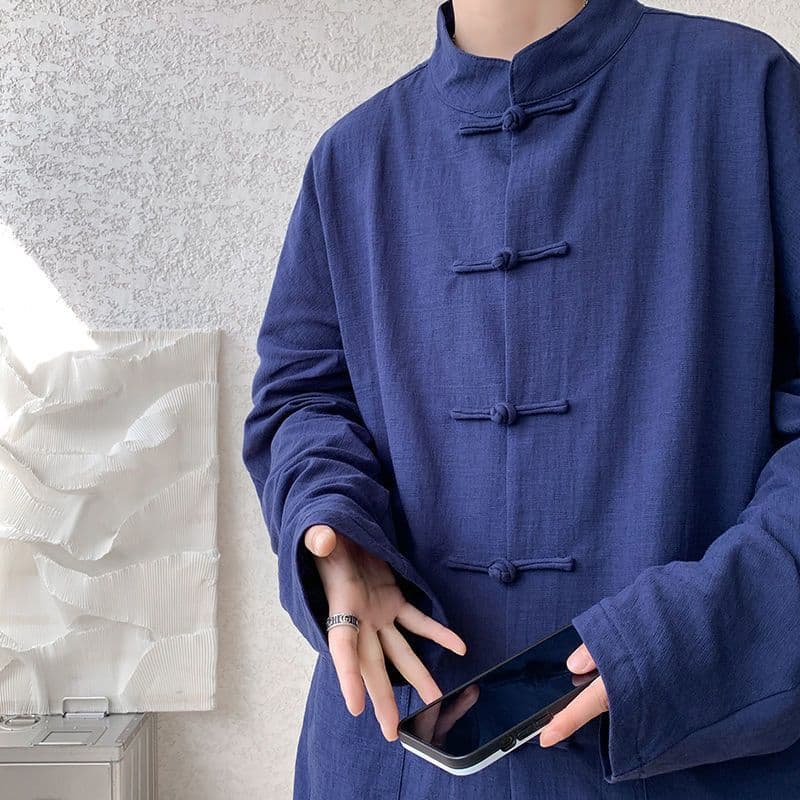 チャイナ服 伝統的な唐装釦ゆったりシルエット立襟ブラウス