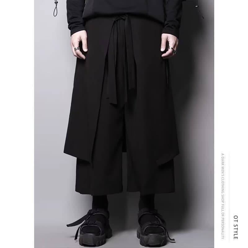 チャイナ服 和風重ね着風ワイドパンツ付きスカート