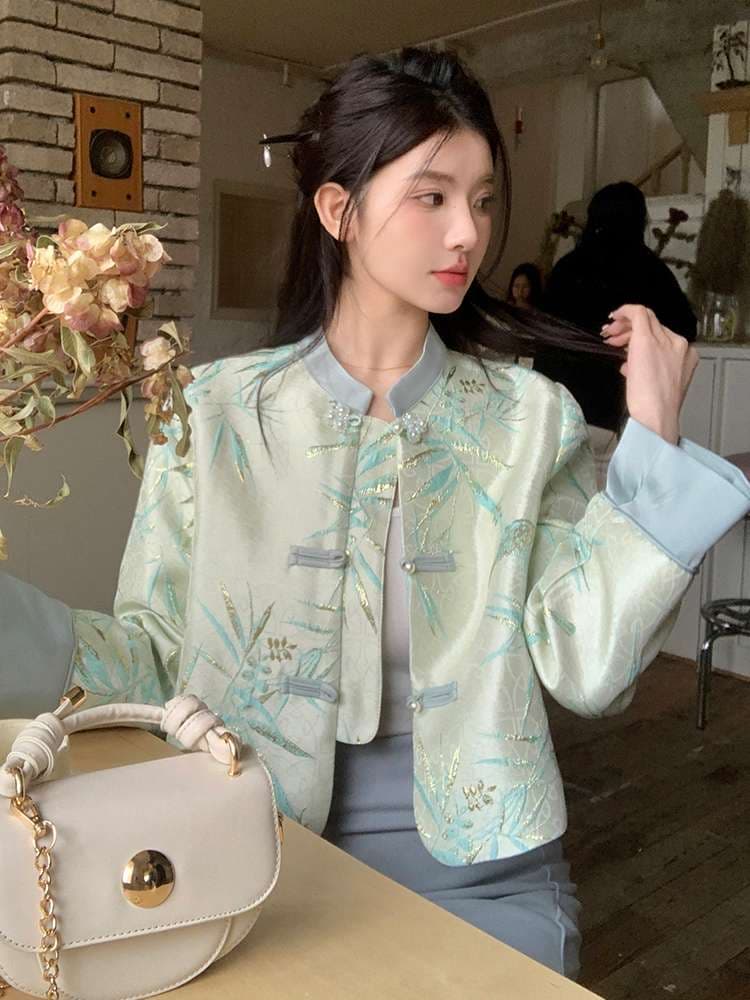 チャイナ服 春柄チャイナカラージャケット