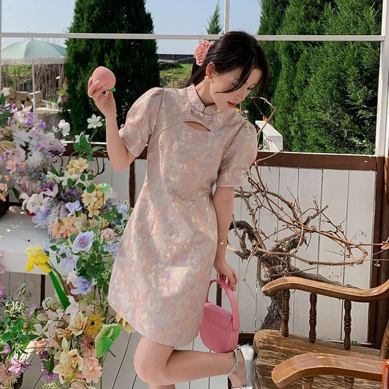 チャイナ服 ジャガード ワンピース