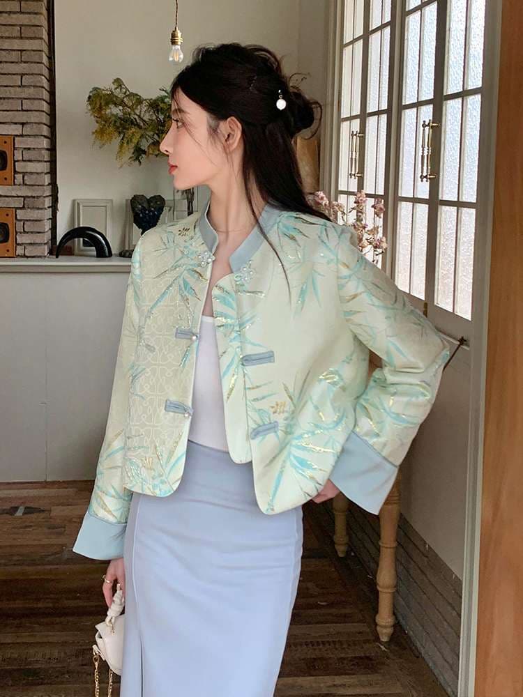 チャイナ服 春柄チャイナカラージャケット